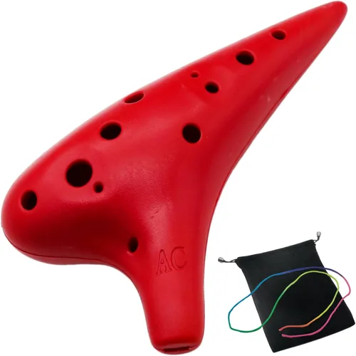 Miniatura 8 de Aestivate Ocarina de plástico de 12 agujeros - Alto C, fácil de jugar, puntiagudo (blanco)