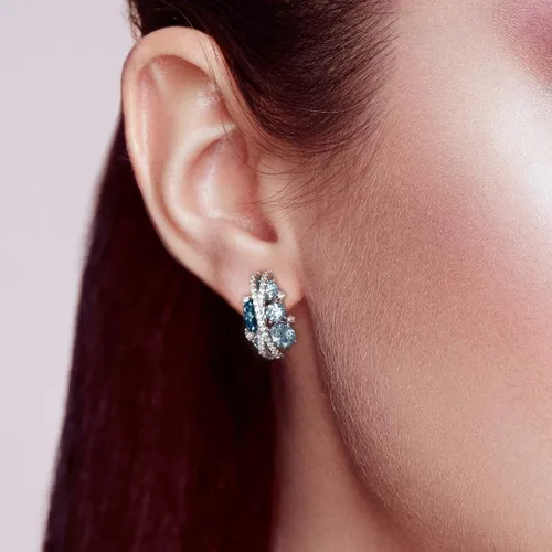 Miniatura 4 de Santuzza Aretes colgantes de plata de ley 925 con circonita cúbica para mujer