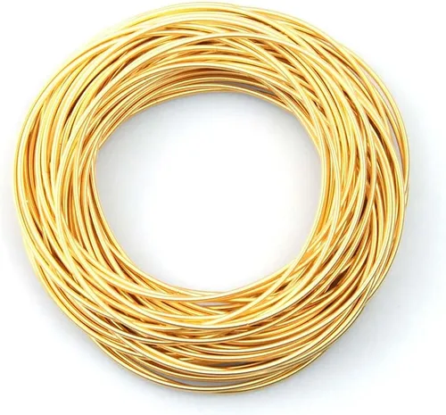 Miniatura 5 de Gold Guitar String Coil Bracelets Stack Stainless Steel Set Layered Thin Set of 10-60 Strings