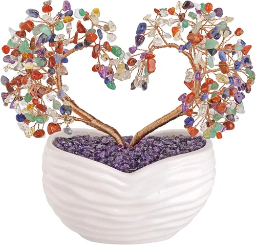 Miniatura 10 de Jovivi Árbol bonsái de cristal natural con forma de corazón y piedras preciosas curativas para ceremonia de boda, reiki, equilibrio energético