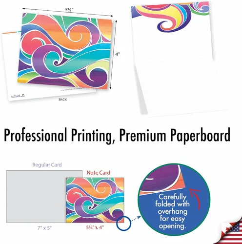 Miniatura 6 de The Best Card Company - 10 coloridas tarjetas en blanco con sobres (4 x 5.12 pulgadas) - Papelería en caja para todas las ocasiones - Ondas