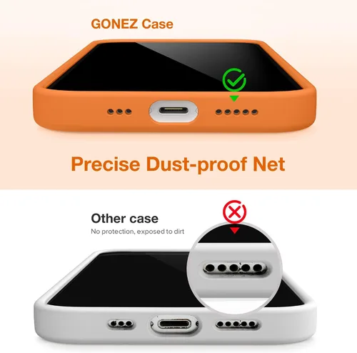 Miniatura 779 de GONEZ Funda de silicona para iPhone 15 Pro Max, compatible con Magsafe, protector de cámara + protector de pantalla, forro de microfibra suave