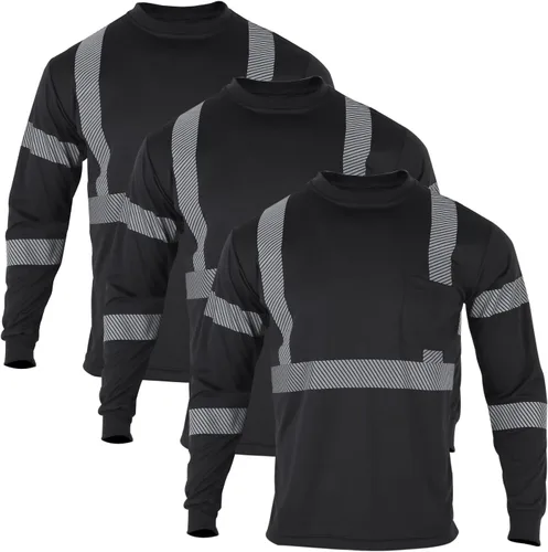 Miniatura 9 de VENDACE Camisetas de seguridad reflectantes de alta visibilidad, paquete de 3 camisetas de trabajo de construcción de manga larga Hi Vis, para Azul