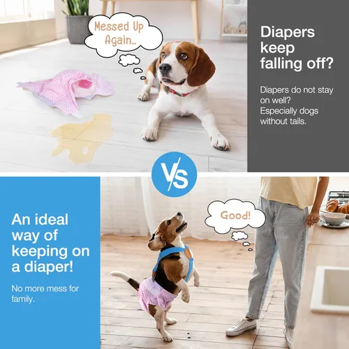 Miniatura 3 de Pet Soft Tirantes para Perros 2 Piezas Tirantes para Pañales de Perras Sujetador de Pañales Tirante para Falda de Perrito, Vestido, Pañales