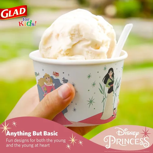 Miniatura 3 de Glad para Niños Cuencos de Papel para Snacks de Princesas Disney, "Magic is in All of US" - Resistentes, Aptos para Microondas, Tazas Desechables