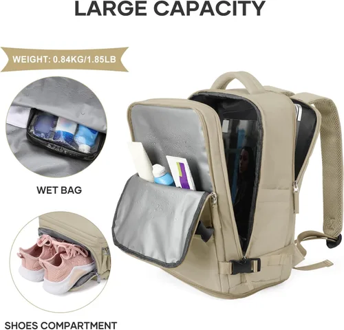 Miniatura 7 de coowoz Mochila Grande de Viaje para Hombres y Mujeres, Mochila de Transporte, Mochila de Senderismo Impermeable para Deportes al Aire Libre, Caqui