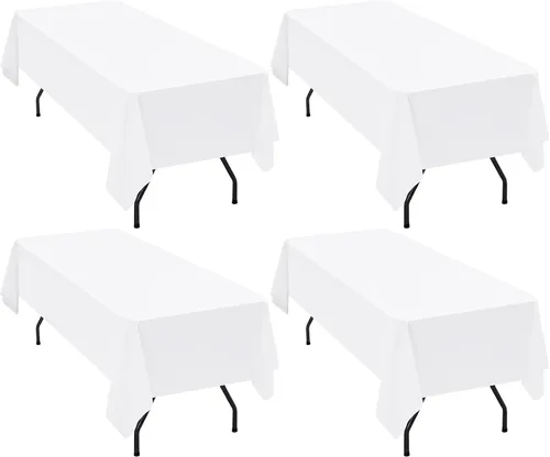 Miniatura 12 de Paquete de 4 manteles cuadrados color negro, 52 x 52 pulgadas, mantel de poliéster negro para mesas cuadradas pequeñas, mantel lavable resistente a