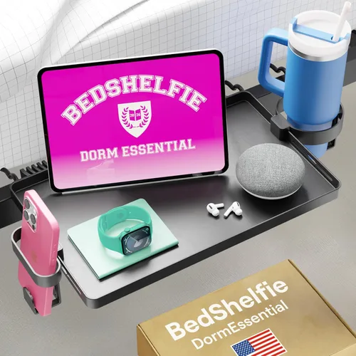 BedShelfie - Estante de cabecera para dormitorio con litera y litera superior, elementos esenciales para dormitorio universitario, organizador de