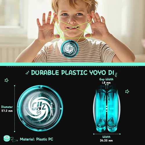 Miniatura 6 de MAGICYOYO Juguetes Yo-Yo en Bucle, D1 Yoyo Responsivo para Principiantes con Cuerdas, Cuerpo de Plástico Ideal para Trucos de Cuerda para Jugadores