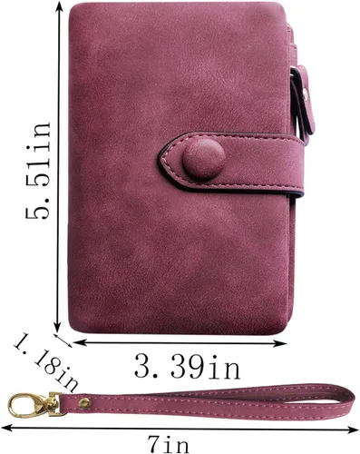 Miniatura 6 de PofeeXIO Billeteras pequeñas de cuero plegable para mujer, con ranuras para tarjetas, con cremallera y cremallera
