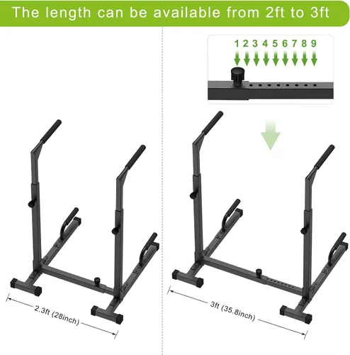 Miniatura 5 de SELEWARE Heavy Duty Dip Bar, Adjustable Width & Height Dip Station Home Gym Fitness Equipment, 800lbs Capacity, Multifunctional Strength Training
