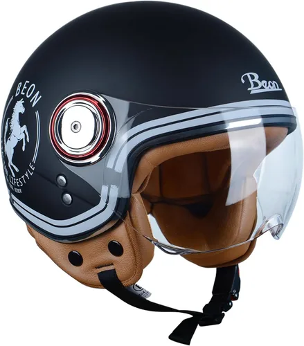 Miniatura 12 de Open Face Motorcycle Helmet for Adults,DOT Approved - Moped Half Vespa Retro Helmet with Anti-Scratch Visor for Men and Women