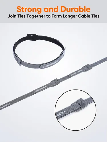 Miniatura 3 de CableCreation 100 bridas de sujeción reutilizables, bridas ajustables de primera calidad de 6 pulgadas, correas de nailon para organizar cables