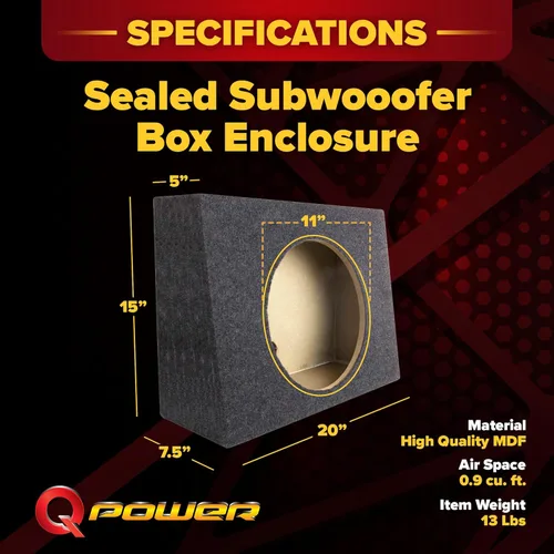 Miniatura 3 de Q Power Caja de subwooofer subwooofer de camión delgado sellado de 12 pulgadas TW12-SINGLE