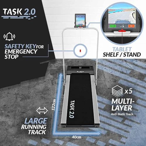 Miniatura 5 de Bluefin Fitness Kick 2.0 Tarea 2.0 Innovadora caminadora plegable de alta velocidad Almohadilla para el hogar Tecnología de protección