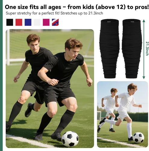 Miniatura 4 de Zando Mangas de compresión de piernas para hombres Calcetines de fútbol precortados con agarre de espinilleras de fútbol para recuperación muscular