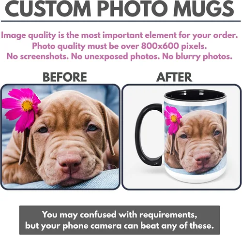 Miniatura 7 de Tazas de café personalizadas con foto, 11 oz o 15 oz, tazas personalizadas con imagen, texto, nombre - Regalos con foto, tazas personalizadas
