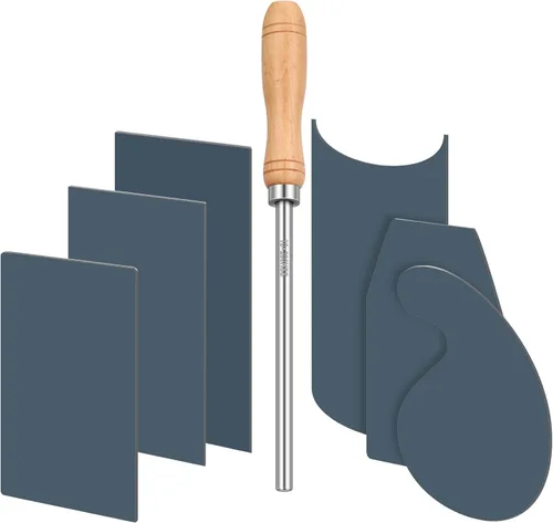 Therwen Bruñidor de Raspador de Tarjetas y Juego de 6 Raspadores de Gabinete para Carpintería, Herramienta de Bruñido de Carpintería, Incluye 3 Azul