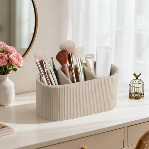 Miniatura 6 de Soporte Estético para Control Remoto, Soporte para Bolígrafo de Cuero PU para Escritorio con 3 Compartimentos para Suministros y Accesorios
