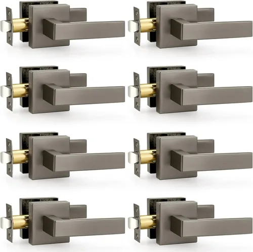 Miniatura 65 de Probrico Paquete de 4 manijas de puerta simuladas en negro mate, manijas interiores que no giran, manijas reversibles resistentes para interiores