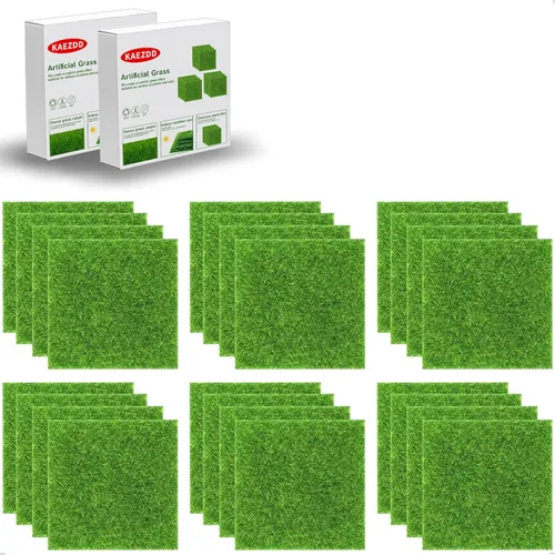 Miniatura 10 de 4 piezas de césped falso de 6 x 6 pulgadas para manualidades, césped artificial para proyectos de adorno en miniatura, césped modelo para bricolaje