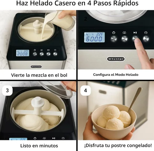 Miniatura 3 de Whynter máquina para hacer crema helada vertical 2.1 cuarto de galón con tazón de acero inoxidable