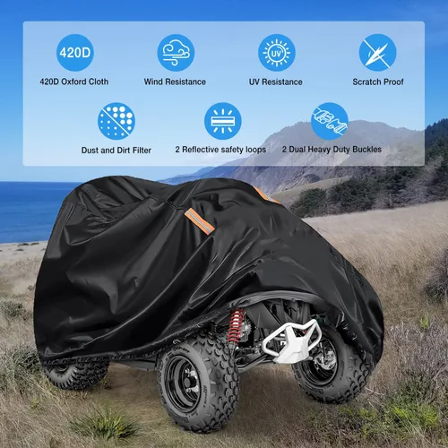 Miniatura 3 de Nilight Funda para ATV Impermeable Material 420D Ripstop Resistente 4 ruedas Funda para Quad Todo Tiempo Protección UV para Kawasaki Yamaha Polaris