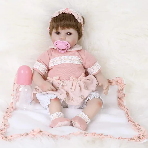 Miniatura 10 de ENADOLL Reborn Baby Doll - Juego de regalo realista de vinilo de silicona rosa bebé, 16 pulgadas, con peso, cuerpo suave, realista, para edades de 3