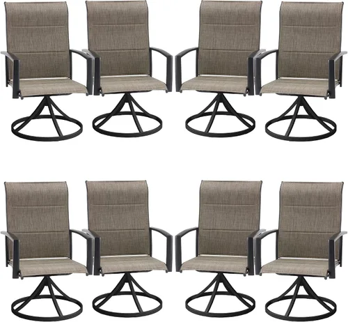 Miniatura 34 de VICLLAX Juego de 2 sillas de comedor giratorias para patio, sillas de exterior de tela de malla de textileno acolchada con reposabrazos para porche
