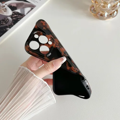 Miniatura 4 de Huahuacase Funda compatible con iPhone 11, diseño de caparazón de tortuga, retro, ámbar y marrón, estampado de guepardo leopardo, funda protectora
