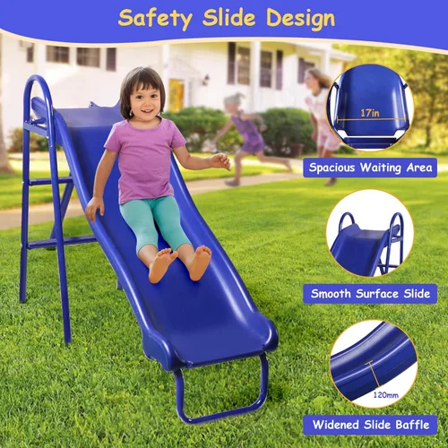 Miniatura 6 de Lunafun Juego de columpios para patio trasero con tobogán para niños, 440 libras, marco en A, 1 asiento de columpio con platillo, 1 asiento