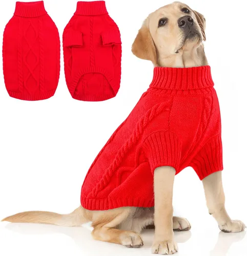 Miniatura 40 de Queenmore - Suéter de punto trenzado con cuello alto para perros pequeños, para climas fríos, para chihuahua, bulldog, teckel, carlino y yorkie, XS
