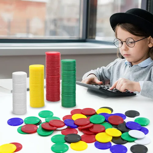 Miniatura 6 de 600 mini fichas de póquer de plástico en 6 colores, fichas de juego de cartas de póquer a granel para jugar, aprender matemáticas, contar