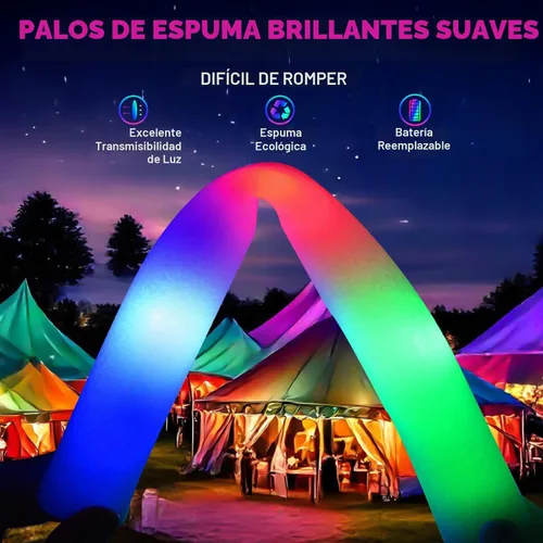 Miniatura 4 de HONLYNE 44 piezas de palos de espuma brillantes con 3 modos de parpadeo colorido, palos de espuma iluminados, palos de luz LED, paquete de fiesta