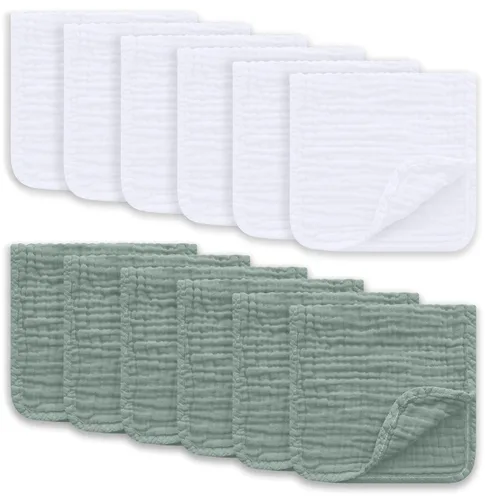 Miniatura 12 de Ease Cubs Paños de Eructar de Muselina Grandes 100% Algodón Toallitas de Mano para Niños y Niñas, Artículos Esenciales para Bebés Extra Absorbentes