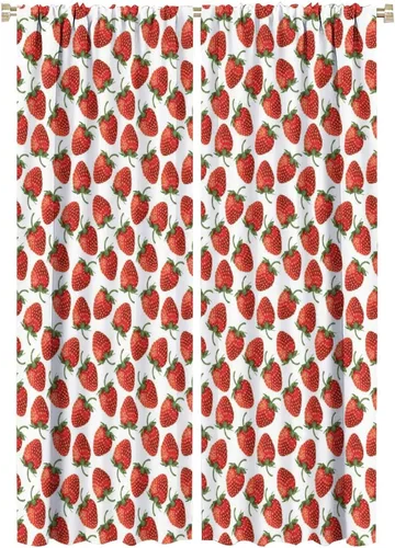 Miniatura 15 de Cortinas bohemias con diseño de fresas, bonitas cortinas bohemias con bolsillo para barra de fruta, tratamiento de ventana para cocina, sala