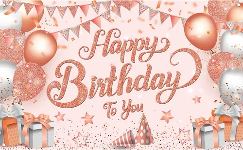 KatchOn, Banner de Feliz Cumpleaños de Oro Rosa – Extra Grande 72 x 44 Pulgadas | Decoraciones de Feliz Cumpleaños para Niñas y Mujeres | Banner Hbd