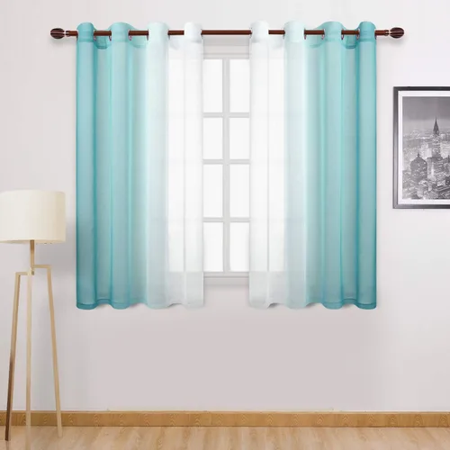 Miniatura 65 de DWCN Cortinas Transparentes de Lino Sintético Negro Degradado Ombré - Cortinas Semi Transparentes de Gasa con Ojales en la Parte Superior