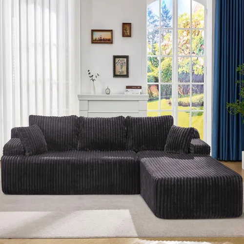 Miniatura 31 de Hobestluk Sofá modular modular sin hueso, sofá en forma de L, sofá modular de 3 asientos, sofá modular de espuma viscoelástica para muebles de sala