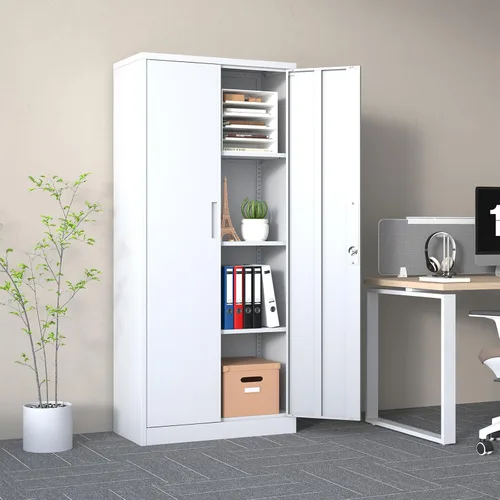 Miniatura 2 de Gabinete de almacenamiento de metal con cerradura, armario de almacenamiento de metal con bloqueo de 69 pulgadas con 3 estantes ajustables, gabinete