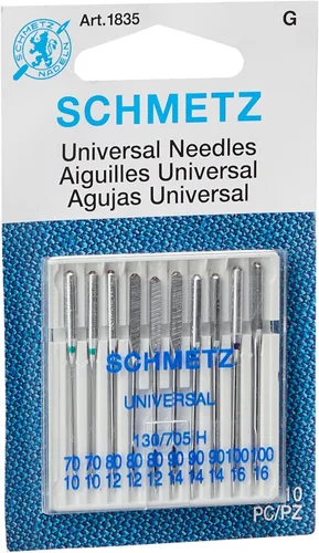 Euro-Notions Agujas universales para máquina (paquete de 10), tamaño 70/80/90/100