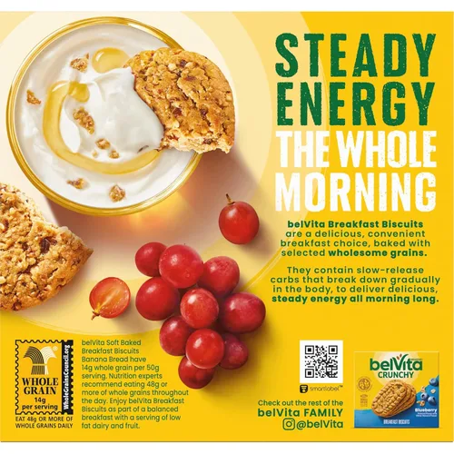 Miniatura 14 de Bizcochos para el desayuno BelVita, cocidos al horno, pan de plátano, caja de 5 recuadros, 8.8 onzas (paquete de 6 unidades).