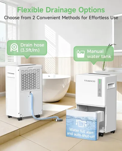 Miniatura 4 de 1500 Sq.ft Dehumidifier for Basement, Trazico Max 21 Pint/Day Dehumidifiers for Home, Large Room, Bedroom with Drain Hose, Quiet Smart Humidity