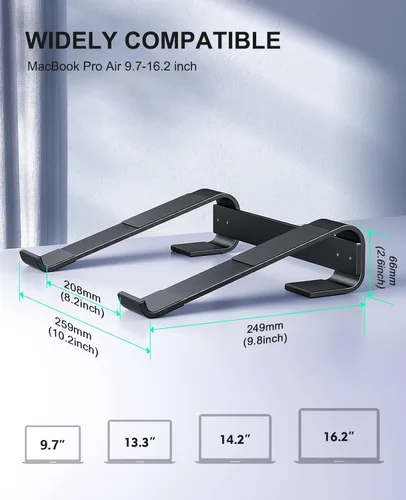 Miniatura 4 de Soqool Soporte para computadora portátil para escritorio, soporte ergonómico desmontable para laptop, soporte de aluminio para MacBook, compatible