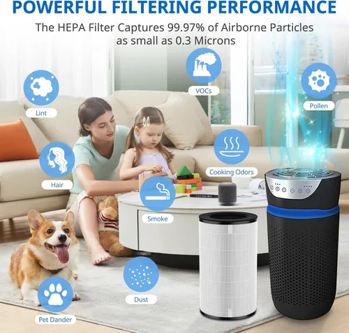 Miniatura 5 de Filtro de repuesto AP-PET35 AP-T30 compatible con modelos de purificador de aire HoMedics TotalClean 5-en-1 AP-T30FL AP-T30WT AP-PET35FL
