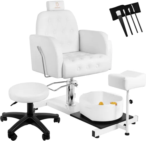 Miniatura 12 de Silla de pedicura con baño de pies de masaje para tecnología de uñas y baño de pies, silla de pedicura con rotación de 360 ° en altura ajustable