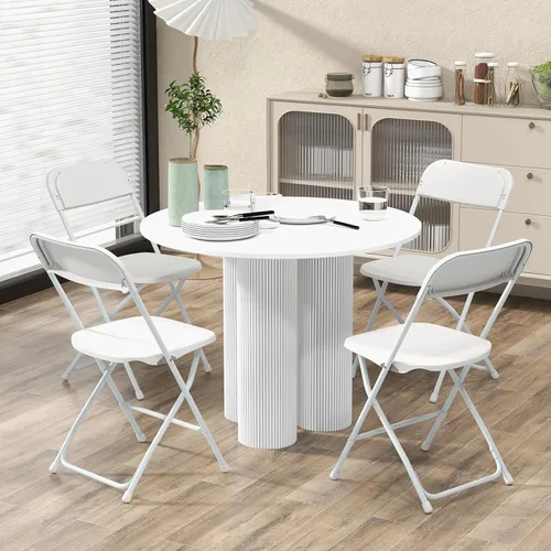 Miniatura 9 de Giantex Silla plegable con asiento y respaldo de plástico, marco de metal resistente, capacidad estática de 770 libras, asiento comercial