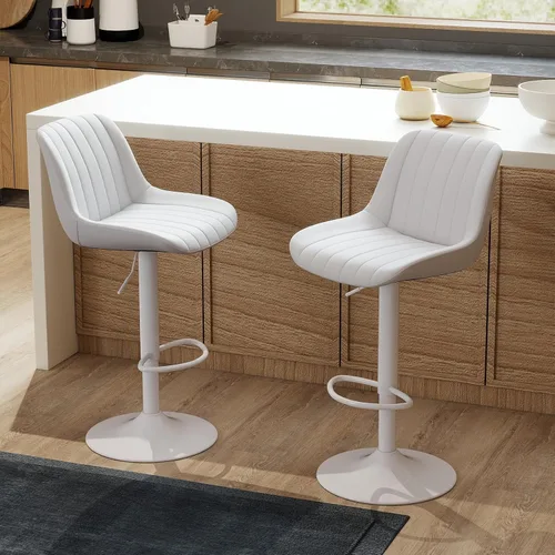 Miniatura 17 de Youhauchair - Juego de 1 taburete de bar, taburetes giratorios de altura de mostrador con respaldo, sillas de bar ajustables de piel sintética