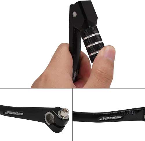 Miniatura 5 de JFG RACING Palanca de cambios plegable para motocicleta + estriberas para moto de cross CNC universal para 50cc - 125cc CRF CR XR RM KX KLX YZ TTR