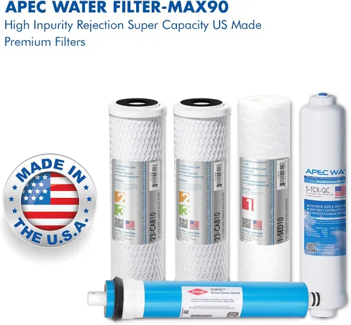Miniatura 2 de APEC FILTER-MAX90 Hecho en EE. UU. 90 GPD Juego completo de filtros de repuesto para sistema de filtro de agua de ósmosis inversa serie ULTIMATE